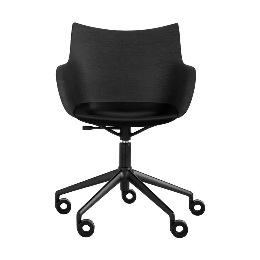 Fauteuil Kartell Q / bois avec roues, bois noir / noir