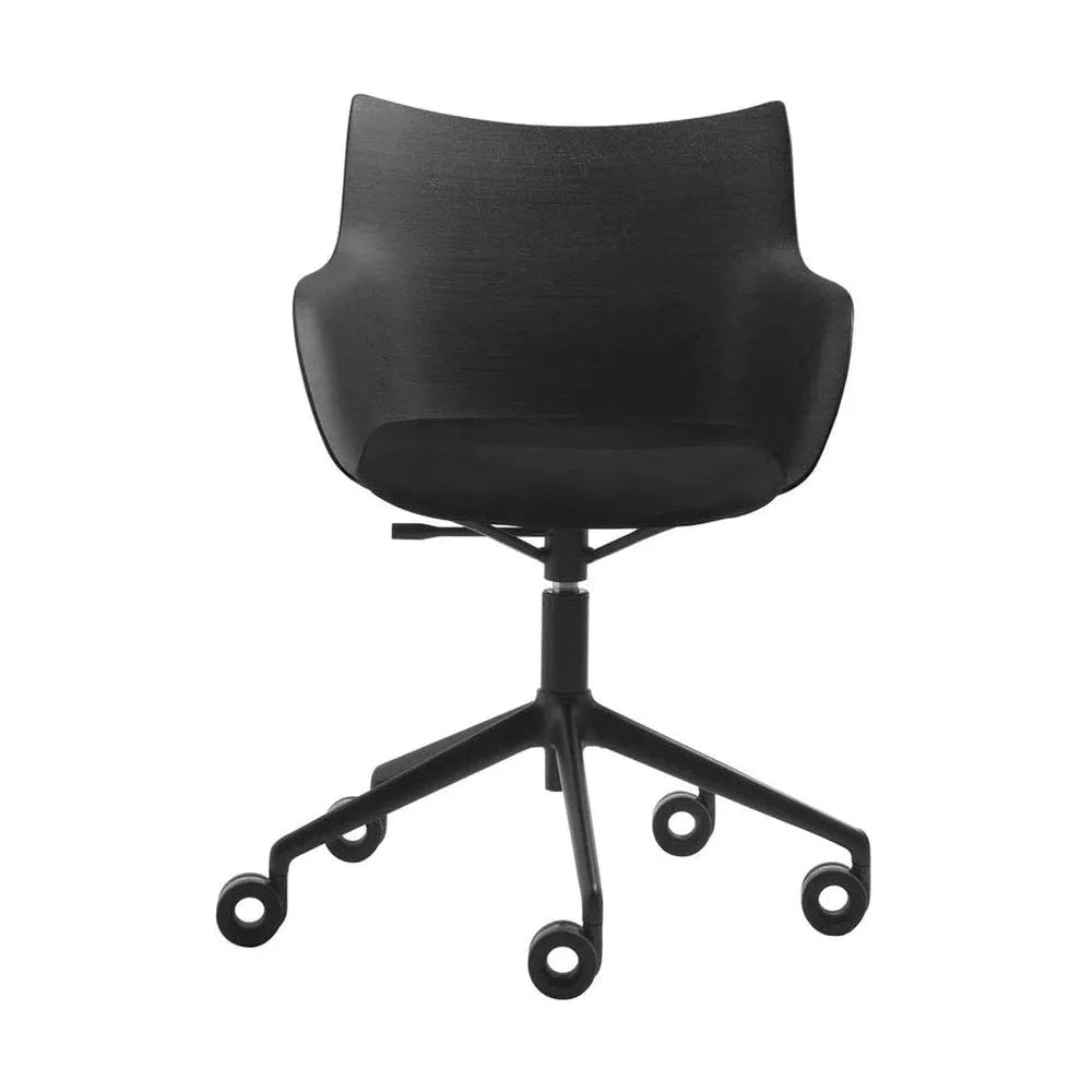 Kartell Q / fauteuil en bois avec roues, bois noir / noir / noir