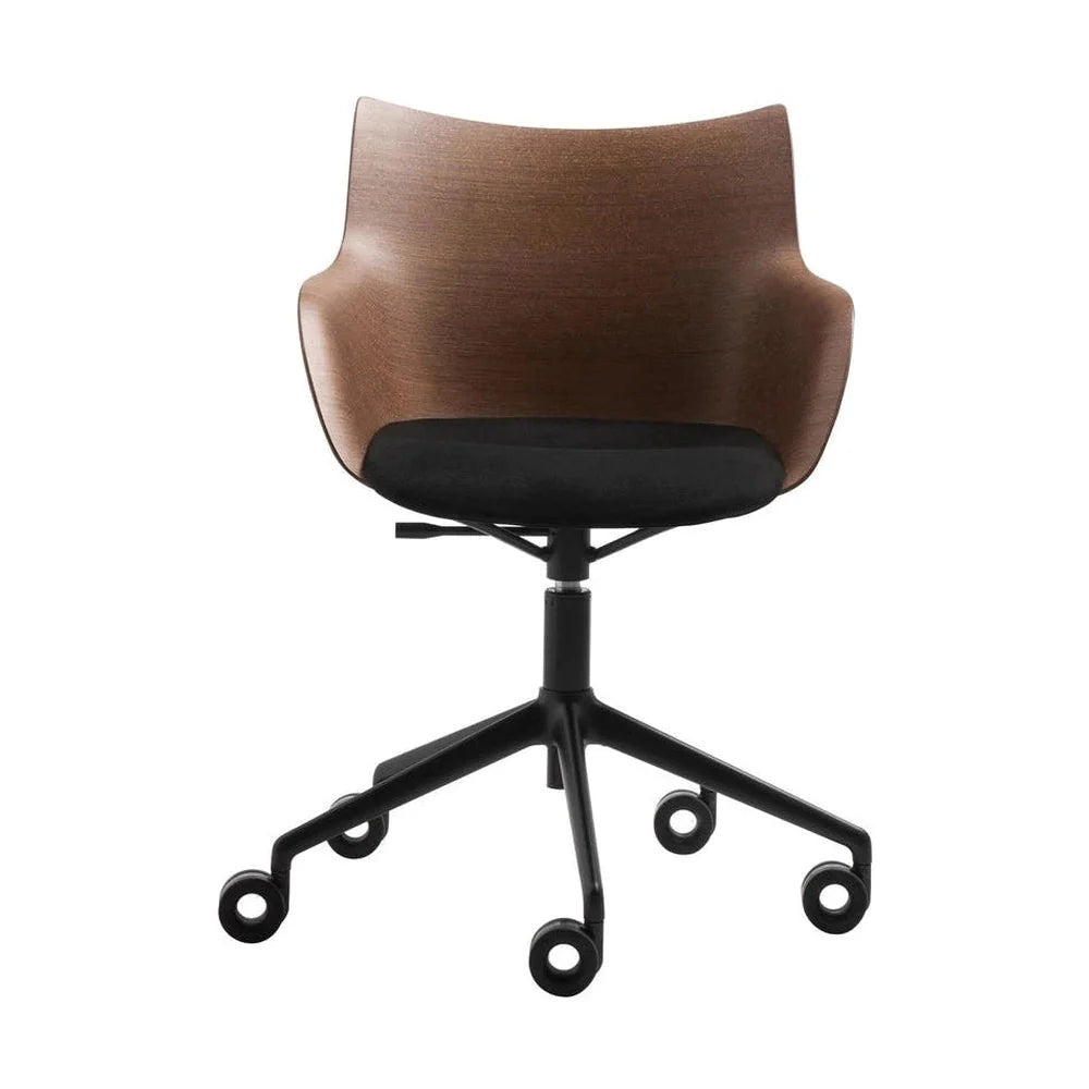 [product_category]-Kartell Q/Wood Armchair With Wheels, Dark Wood/Black/Black-Kartell-8058967310740-05929S1-KAR-1