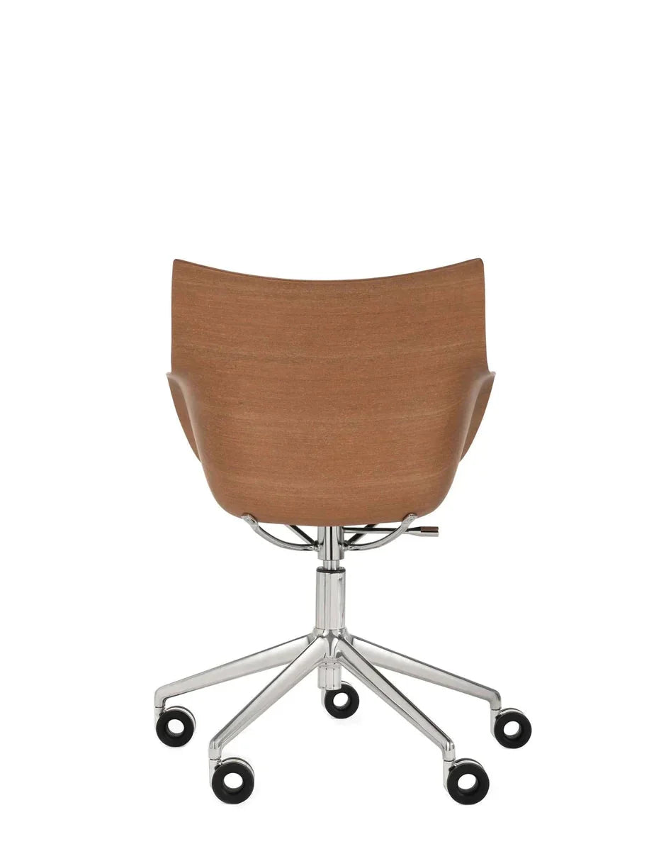 [product_category]-Kartell Q/Wood Armchair With Wheels, Dark Wood/Chrome-Kartell-8058967310344-05927SC-KAR-9