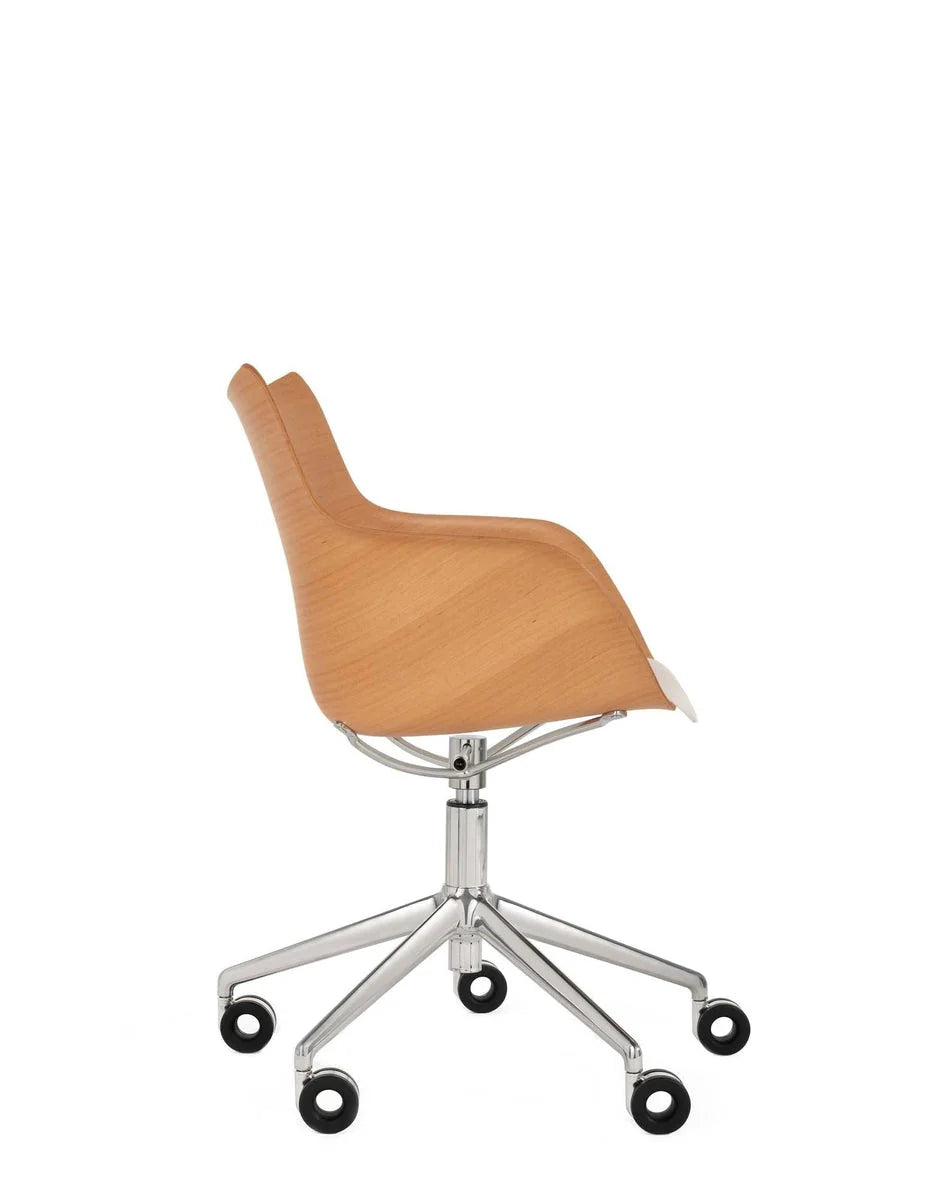 [product_category]-Kartell Q/Wood Armchair With Wheels, Light Wood/Chrome-Kartell-8058967306422-05927CC-KAR-3