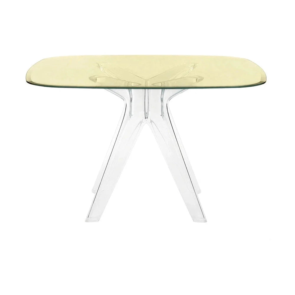 Kartell sir gio table carrée, cristal / jaune