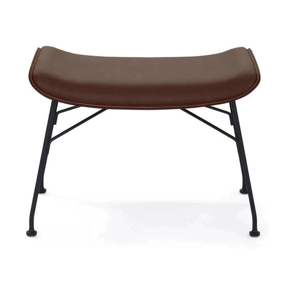 Kartell S/Wood Footrest Leather, madera oscura/negro