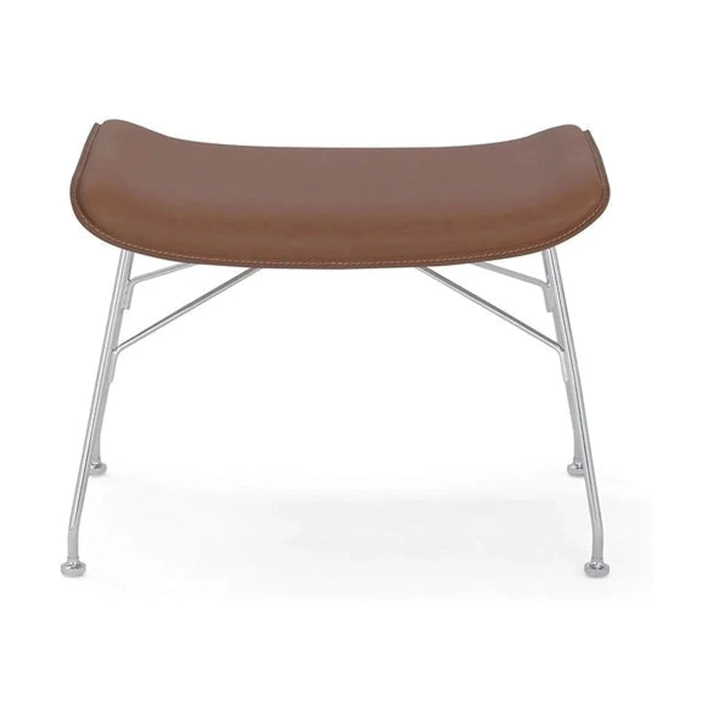 Kartell S/Wood Footrest Leather, madera clara/cromo