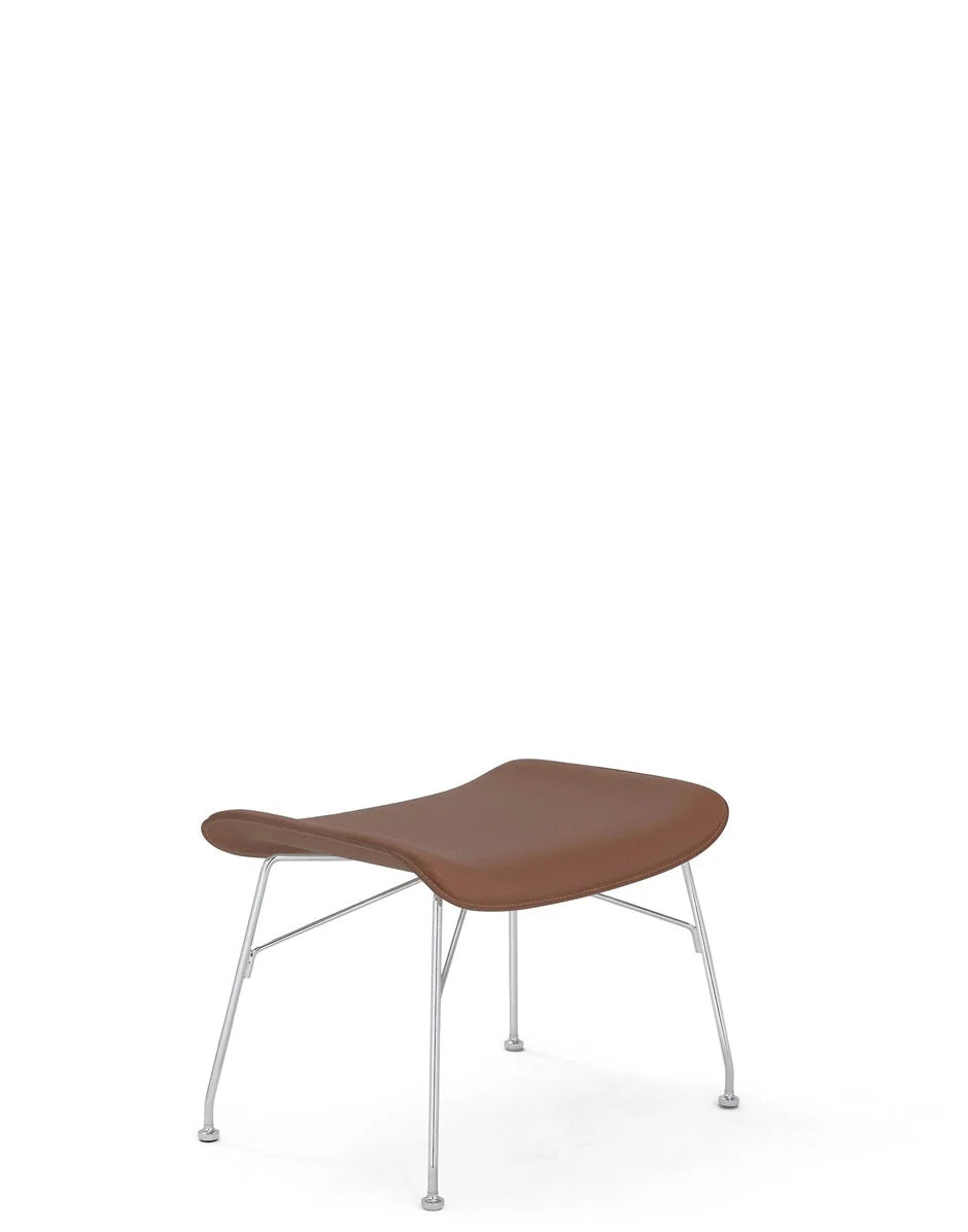 Kartell S/Wood Footrest Leather, madera clara/cromo