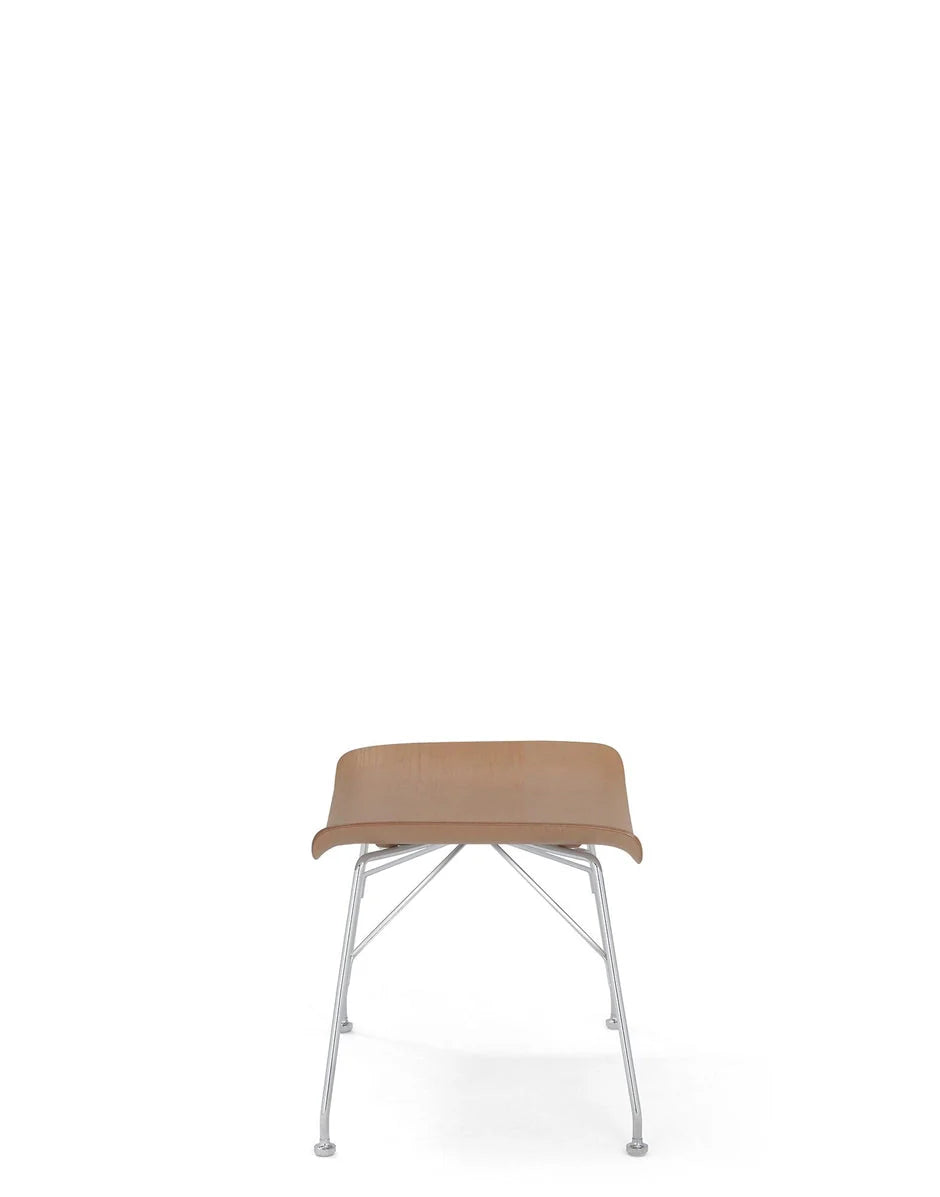 Kartell S/Wood Footrest Slattede aske, let træ/krom