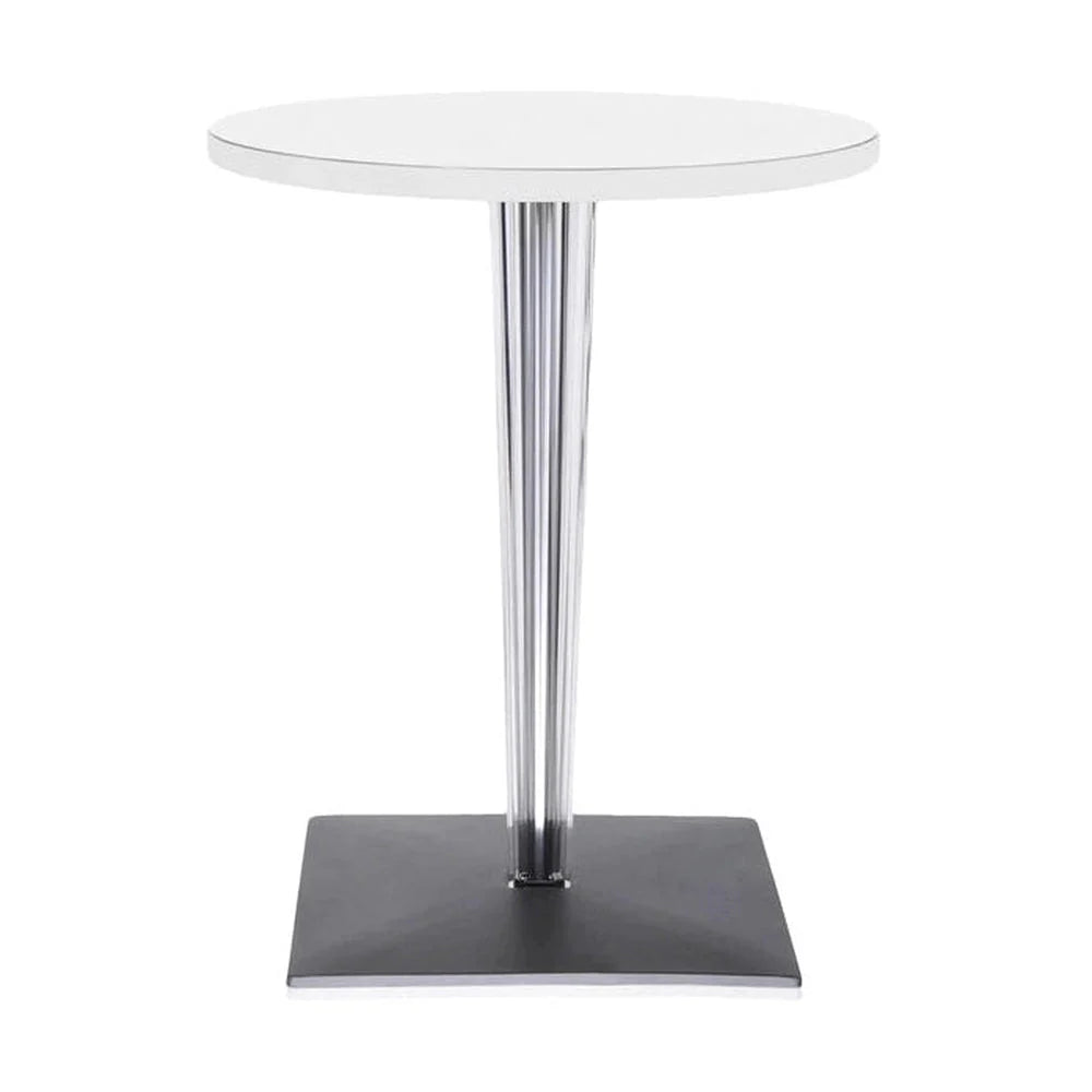 Kartell Top Top Table Round med fyrkantig bas ⌀60 cm, vit