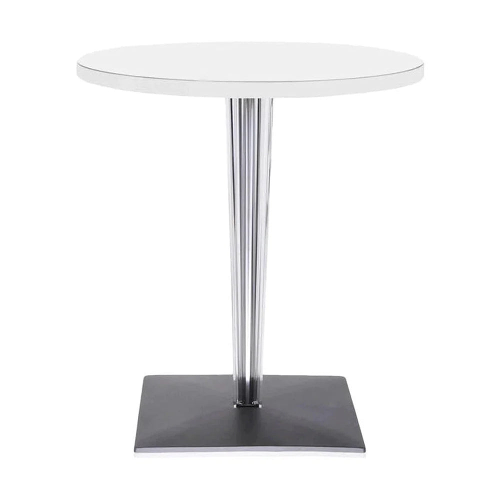 Kartell Top Top Table Round med fyrkantig bas ⌀70 cm, vit