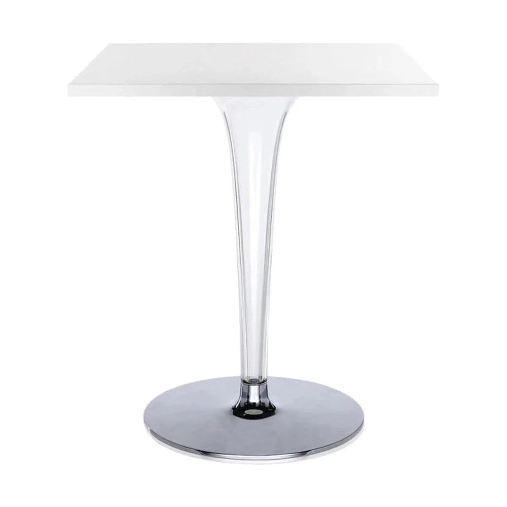 Carré de table supérieure en haut Kartell avec base ronde 60x60 cm, blanc