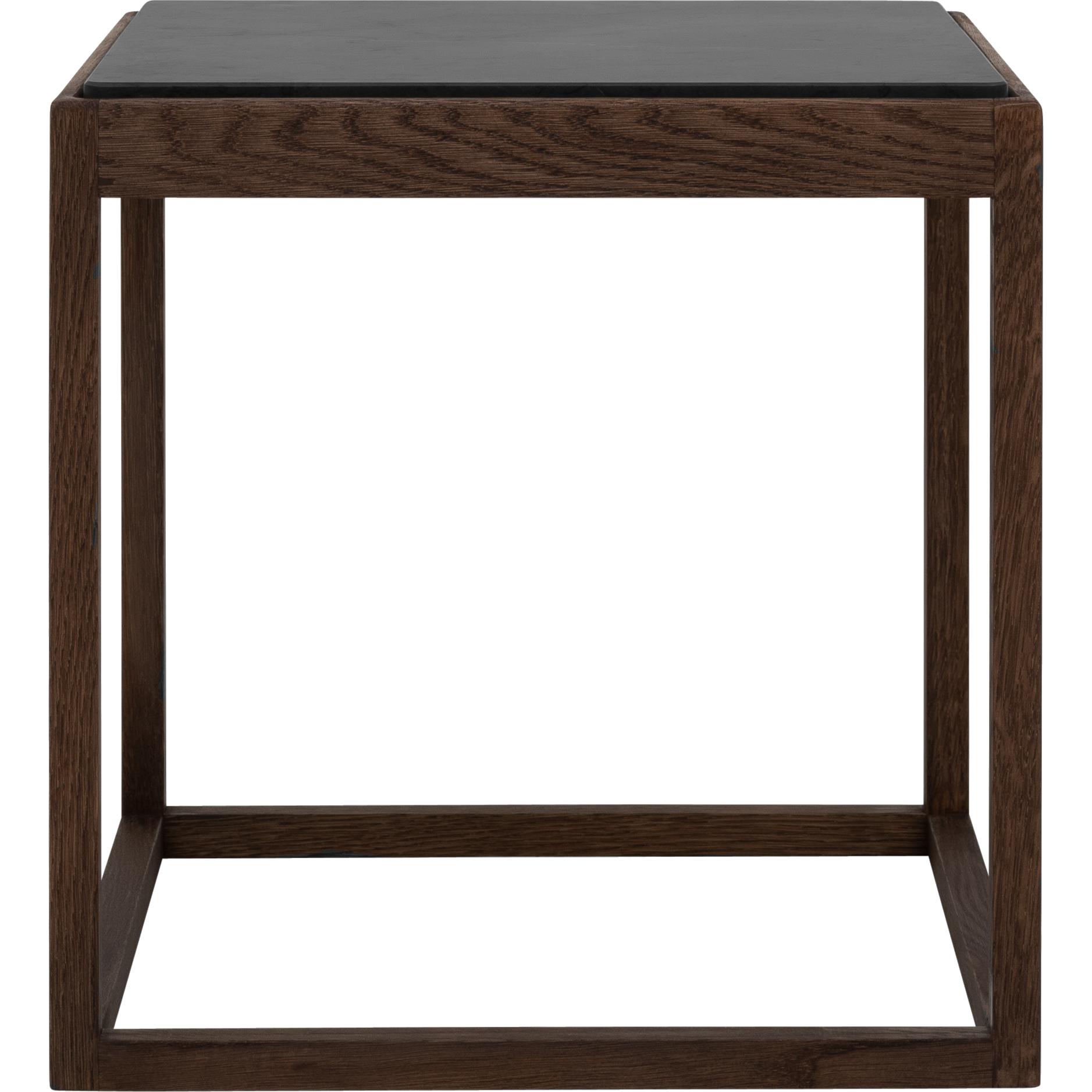 Klassik Studio Kø Cube Table d'appoint en chêne fumé noir, marbre gris foncé