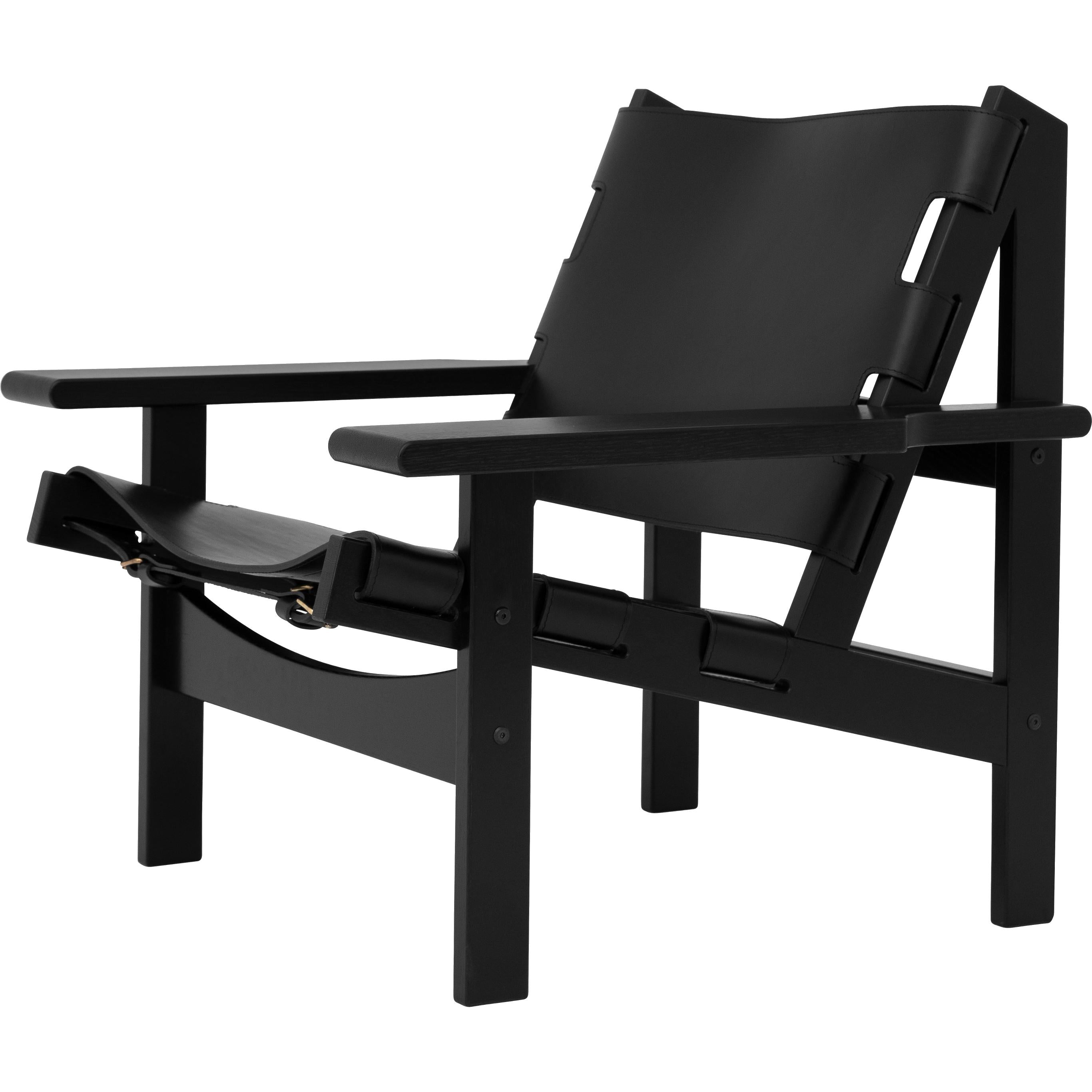 Klassik Studio Kø Hunting Silla Oak Negro, cuero negro