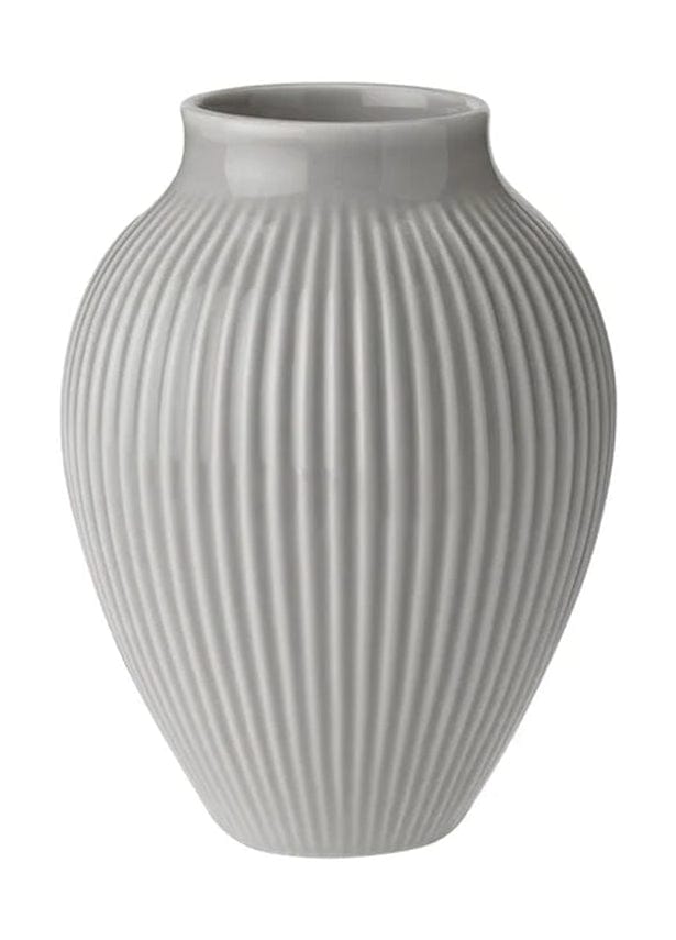 [product_category]-Knabstrup Keramik Vase With Grooves H 12,5 Cm, Grey-Knabstrup Keramik-5713959013018-1301-KNA-1