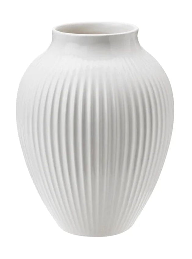 [product_category]-Knabstrup Keramik Vase With Grooves H 12,5 Cm, White-Knabstrup Keramik-5713959012363-1236-KNA-1