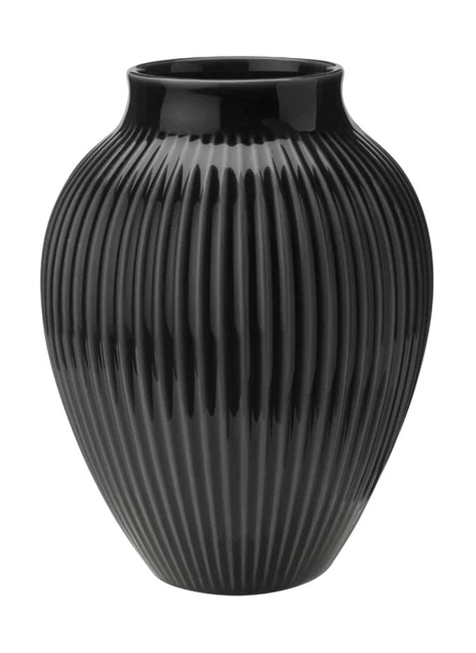 [product_category]-Knabstrup Keramik Vase With Grooves H 20 Cm, Black-Knabstrup Keramik-5713959012103-1210-KNA-1