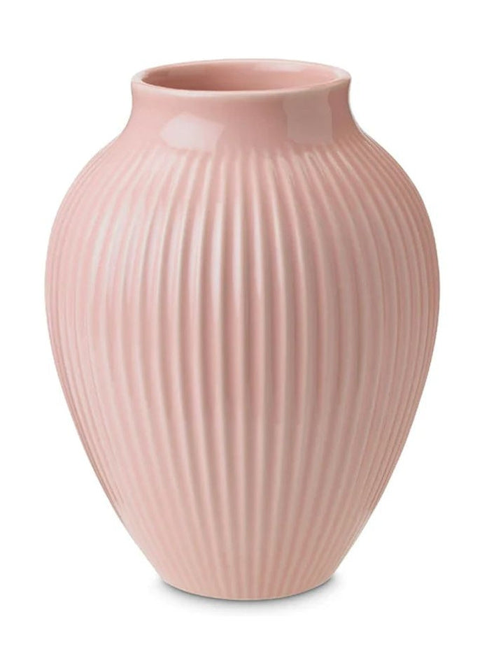 [product_category]-Knabstrup Keramik Vase With Grooves H 20 Cm, Pink-Knabstrup Keramik-5713959012493-1249-KNA-1