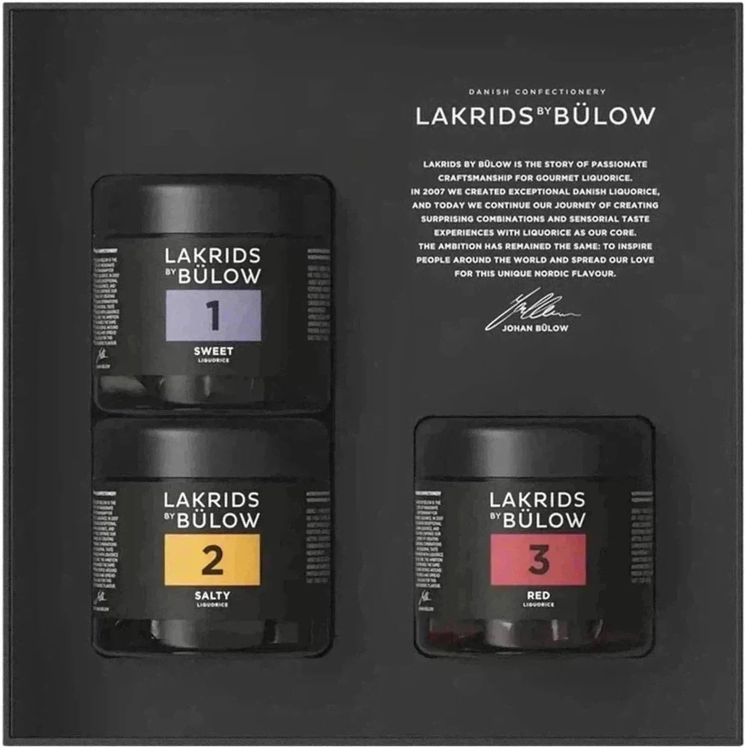 Lakrids av Bülow Classic Black Box - 1, 2 & 3, 450g