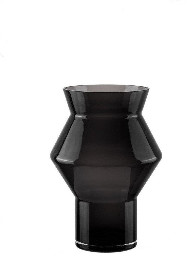 [product_category]-Large design vase with jaggy angular cylindrical shape, dark gray high-Harlequin Poplar-CUZ14GR-1