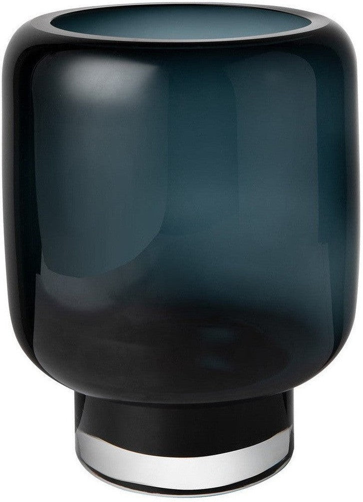 [product_category]-large modern vase, heavy clear glass, ink blue, ZADAR-Harlequin Poplar-30IB-ZAD30IB-1