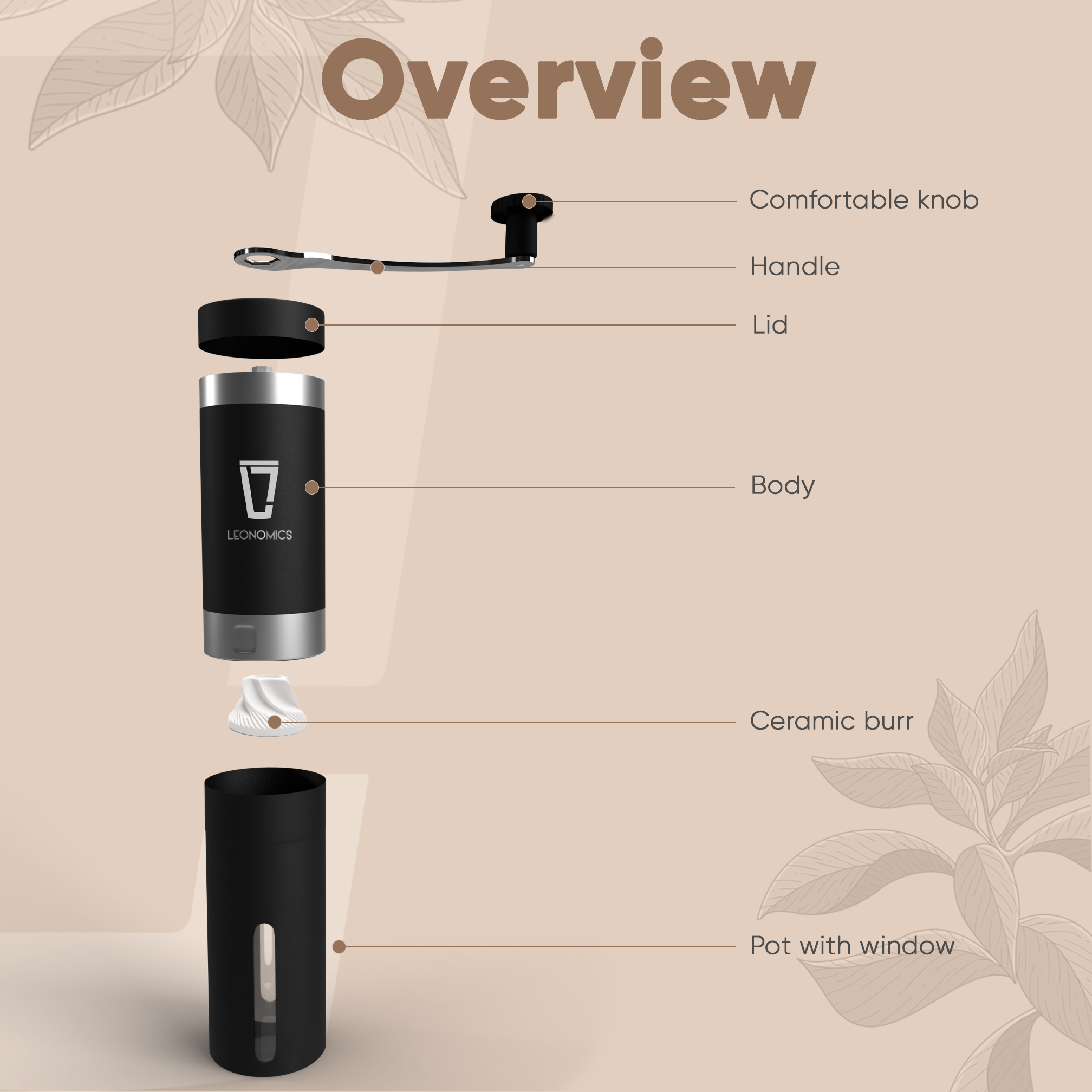 [product_category]-Leonomics Coffee Grinder - Manual-Aquamarine Medea-KM1-8