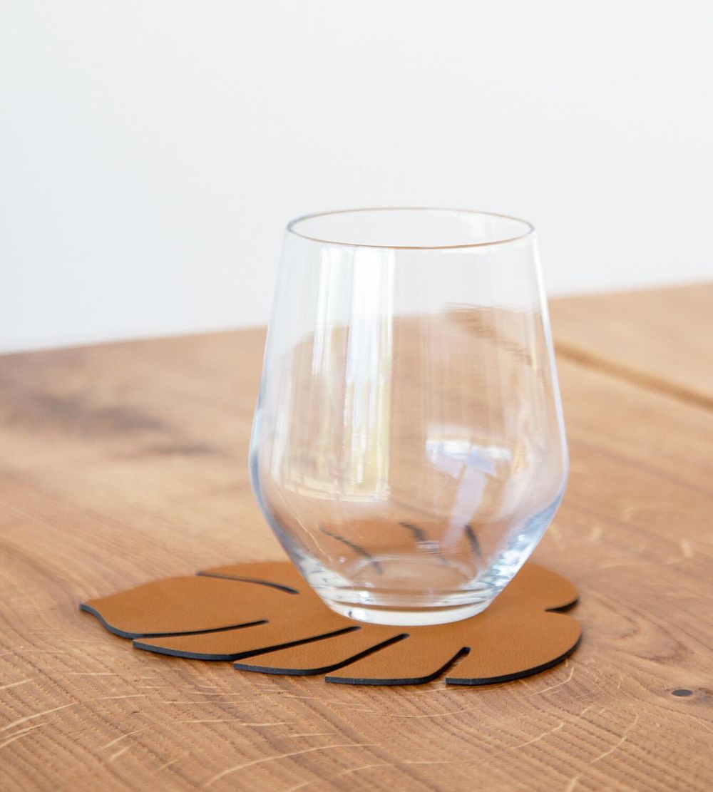 [product_category]-Lind Dna Leaf Glass Coaster Nupo Leather, Burned Curry-Lind DNA-5711905519911-990083-LIN-2