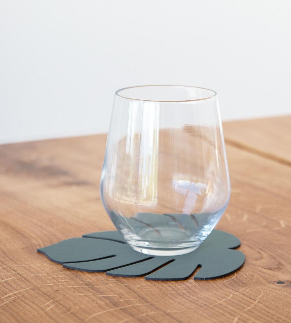 [product_category]-Lind Dna Leaf Glass Coaster Nupo Leather, Pastel Green-Lind DNA-5711905518259-989963-LIN-2