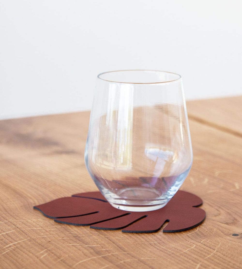 [product_category]-Lind Dna Leaf Glass Coaster Nupo Leather, Sienna-Lind DNA-5711905519942-990086-LIN-2