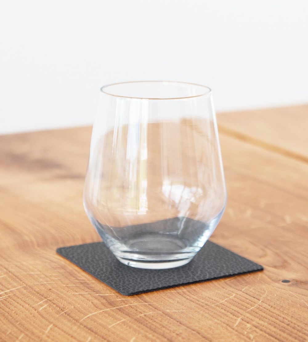 Lind DNA Square Glass Coaster Hippo Leder, schwarzer Anthrazit