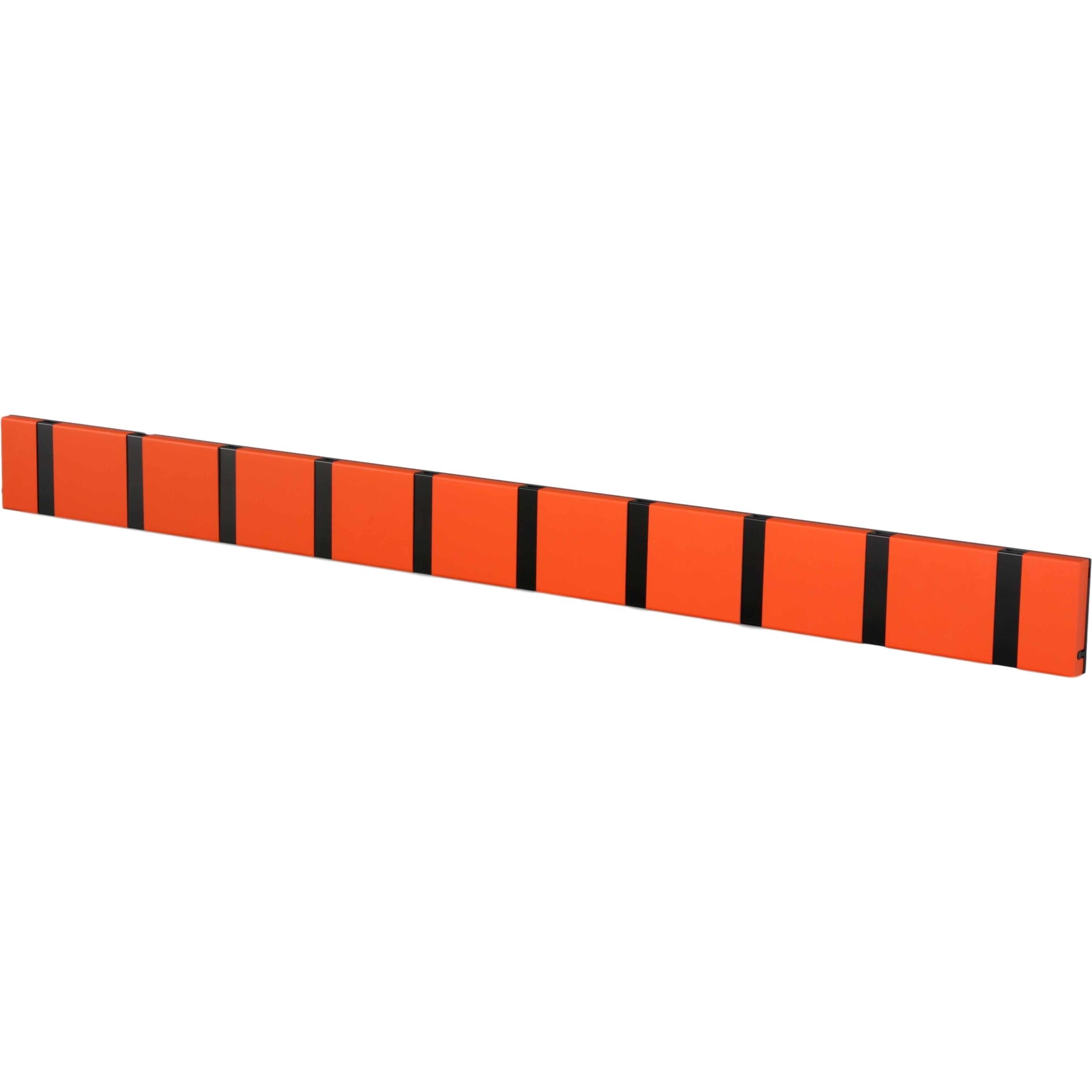 Loca Knax Horizontal Coat Rack 10 Haken, heißes Orange/Schwarz