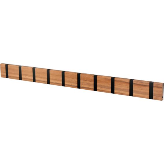 Loca Knax horizontale kaprek 10 haken, teak geolied/zwart