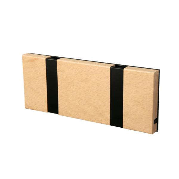 Loca Knax Horizontal Coat Rack 2 Ganchs, Beech Oiled/Negro