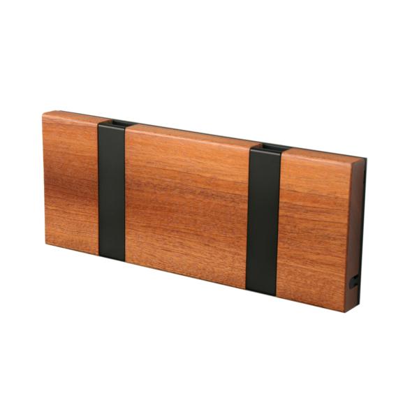 Loca Knax Horizontal Coat Rack 2 Hooks, Mahogany Oiled/Black