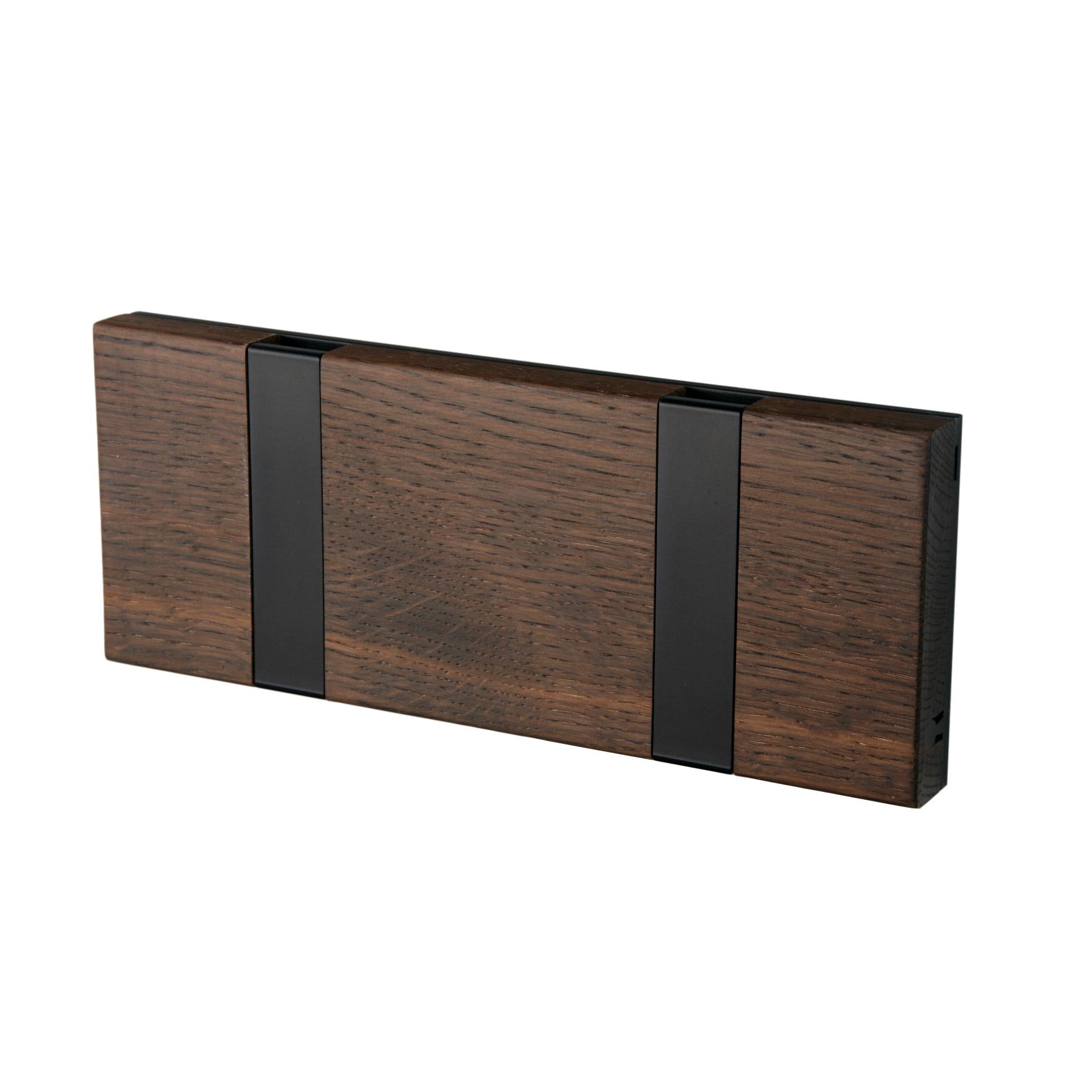 Loca Knax Horizontal Coat Rack 2 ganchos, roble tabac/negro