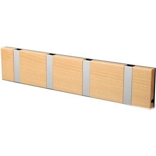 Loca Knax Horizontal Coat Rack 4 ganchos, haya engrasado/gris