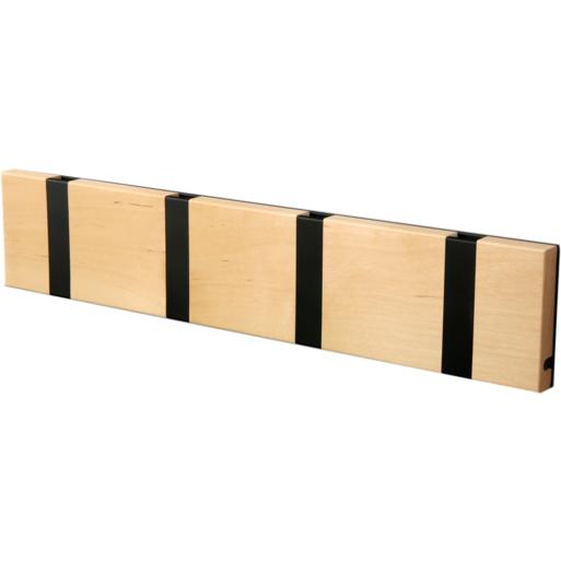 Loca Knax Horizontal Coat Rack 4 ganchos, abedules no tratados/negros