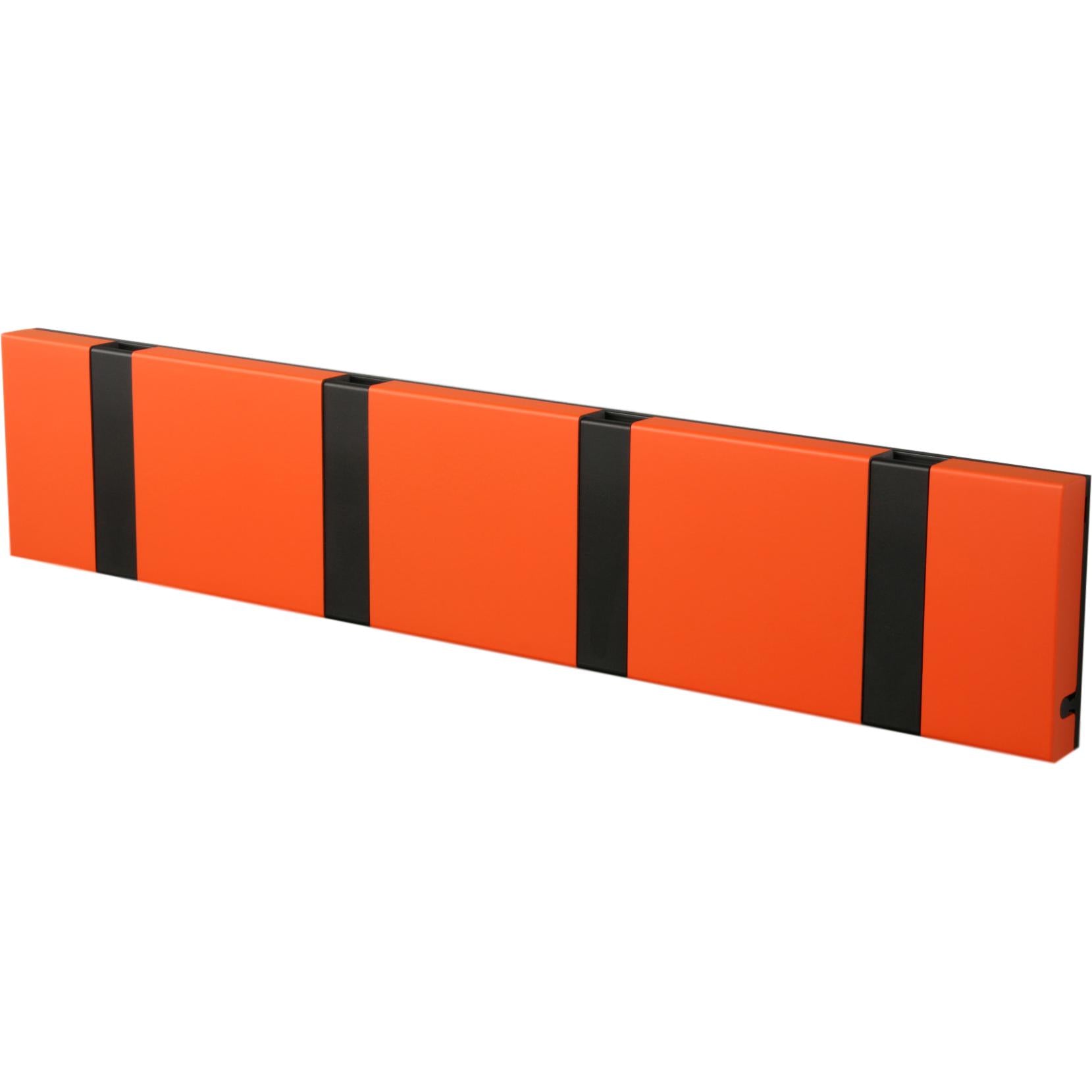 Loca Knax Horizontal Coat Rack 4 Haken, heißes Orange/Schwarz