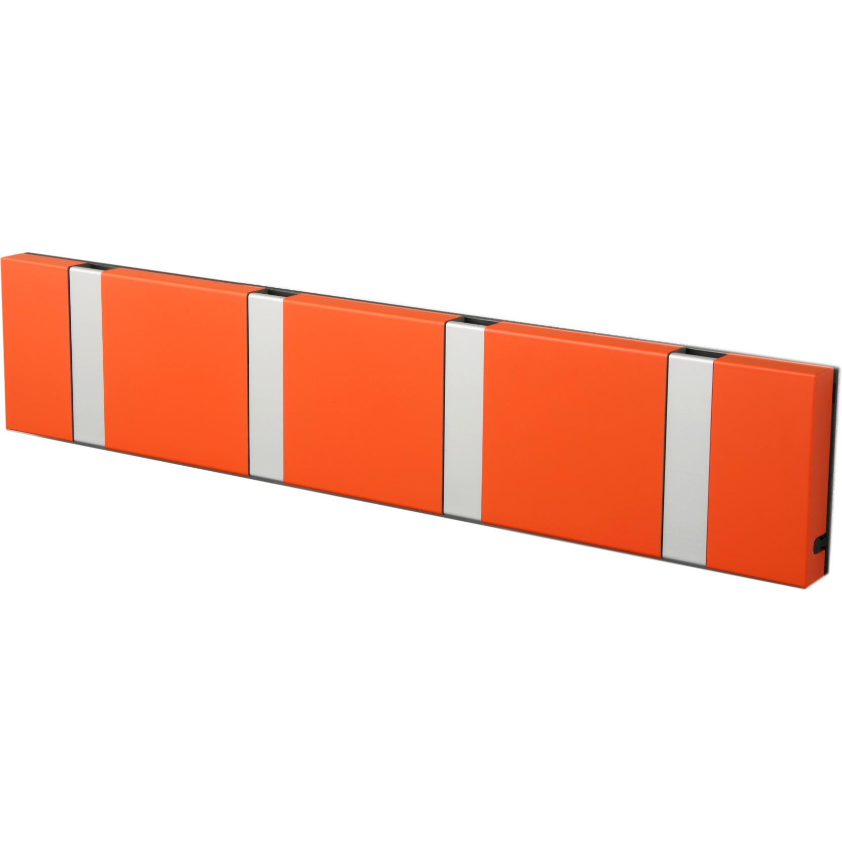 Loca Knax Horizontal Coat Rack 4 ganchos, naranja caliente/gris