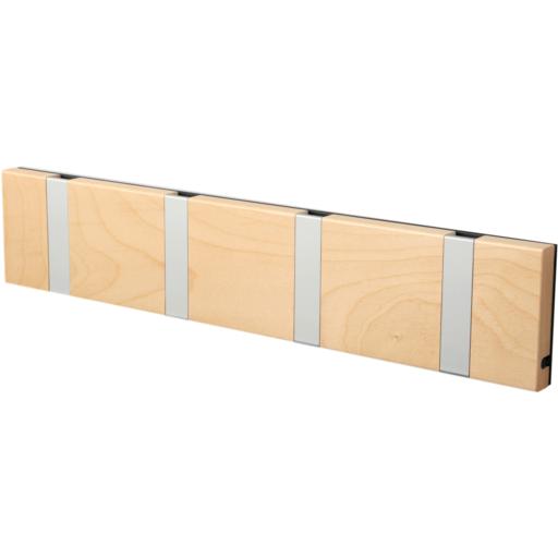 Loca Knax Horizontal Coat Rack 4 ganchos, arce engrasado/gris