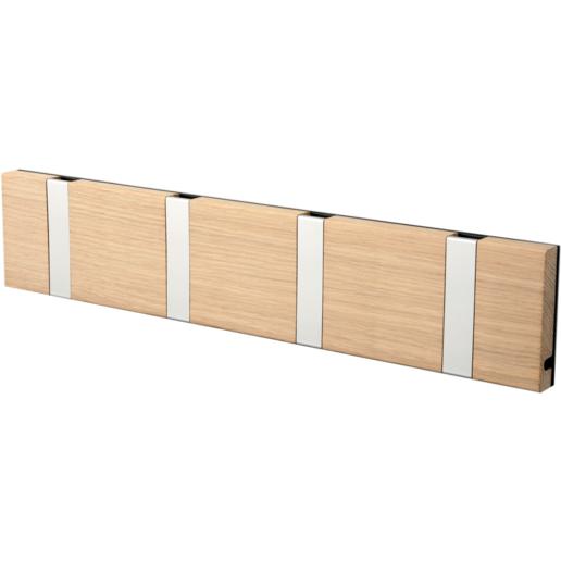 Loca Knax Horizontal Coat Rack 4 ganchos, roble no tratado/gris