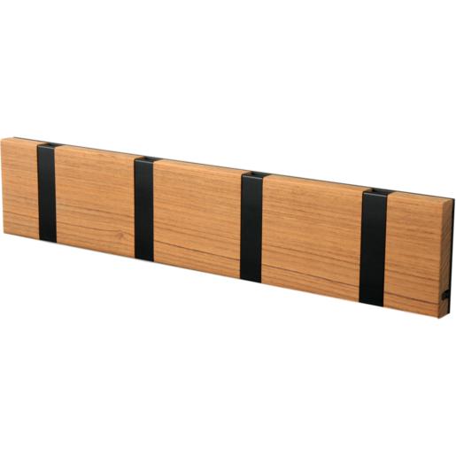 Loca Knax Horizontal Coat Rack 4 ganchos, teca engrasado/negro