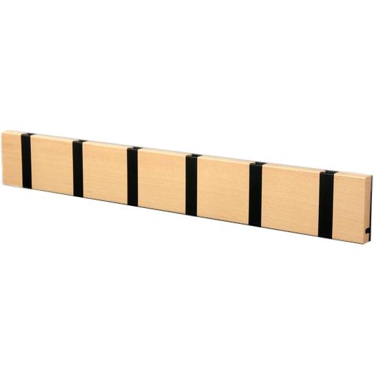 Loca Knax Horizontal Coat Rack 6 Ganchos, Beech Oiled/Negro