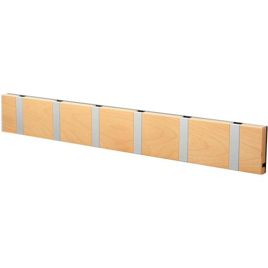 Loca Knax Horizontal Coat Rack 6 ganchos, haya engrasado/gris