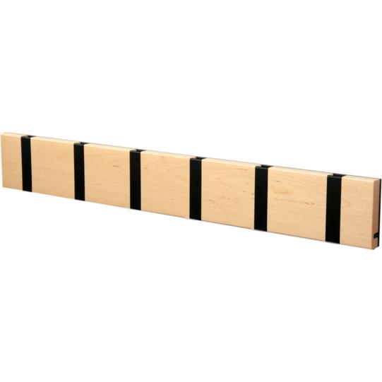 Loca Knax Horizontal Coat Rack 6 Hooks, Birch Soap/Black