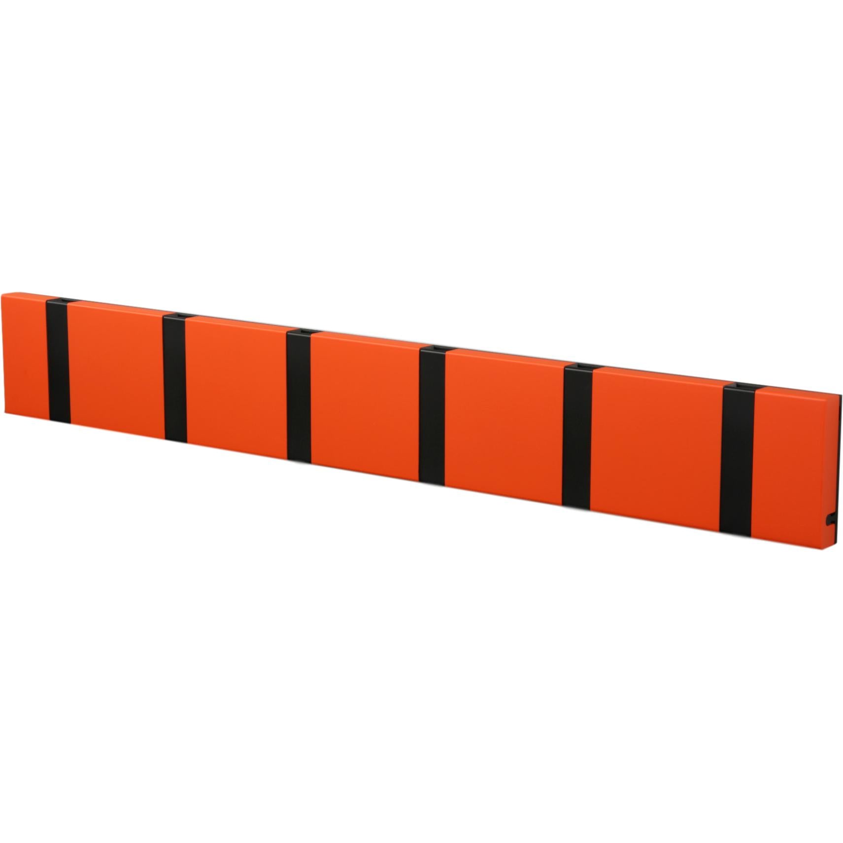 Loca Knax Horisontal Coat Rack 6 Hooks, Hot Orange/Black