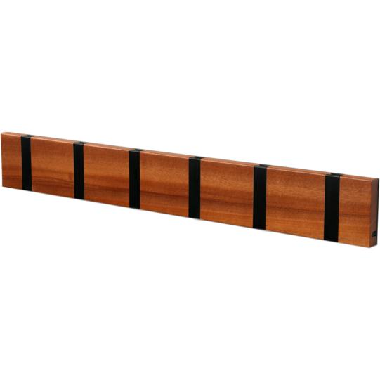 Loca Knax Horizontal Coat Rack 6 Haken, Mahagoni geölt/schwarz