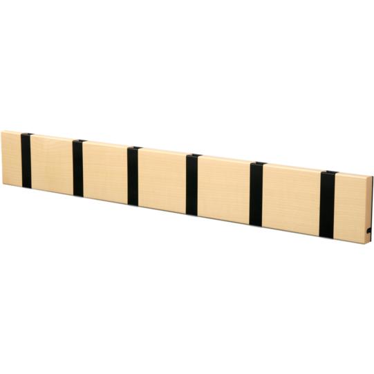 Loca Knax Horizontal Coat Rack 6 ganchos, jabón de arce/negro