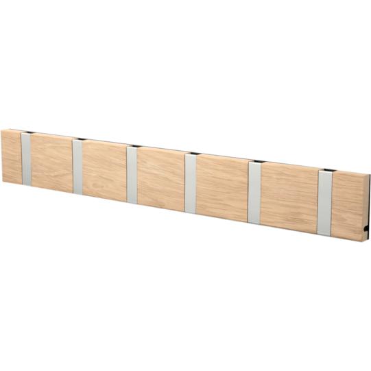 Loca Knax Horizontal Coat Rack 6 ganchos, roble no tratado/gris