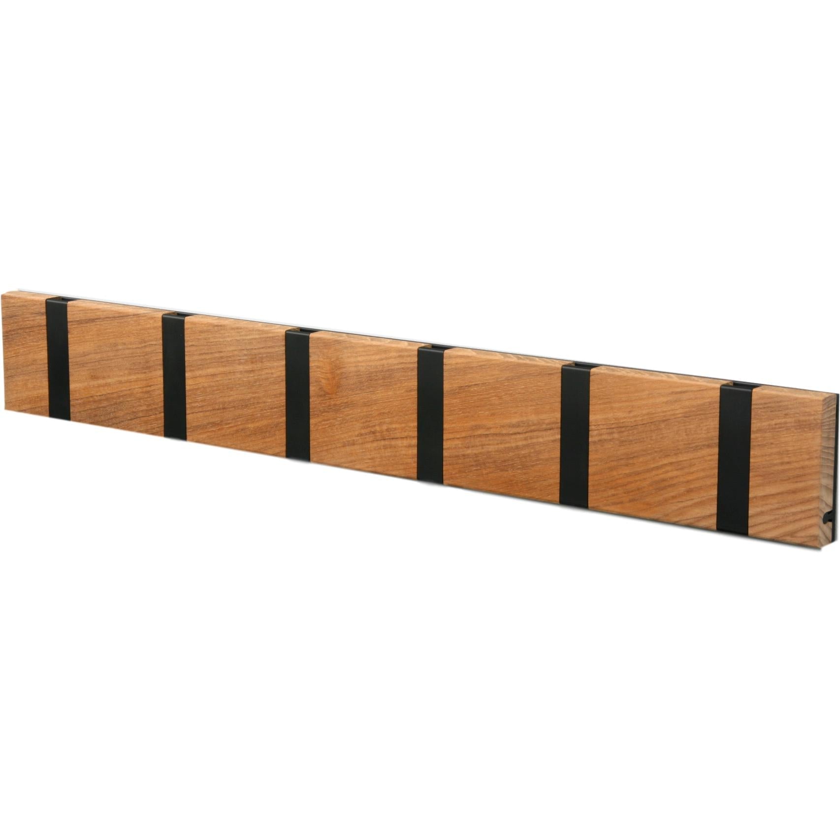 Loca Knax Horizontal Coat Rack 6 ganchos, teca no tratada/negra