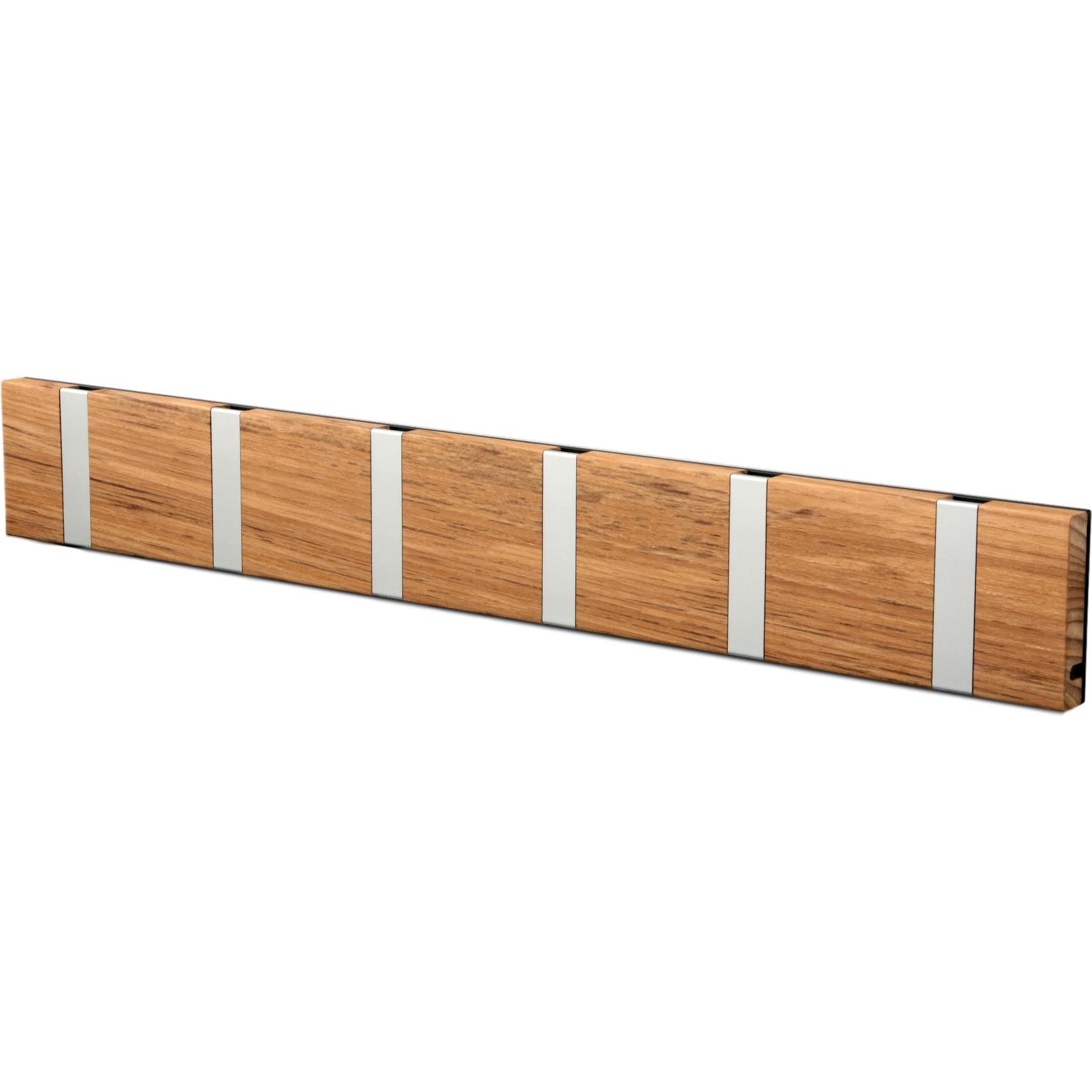 Loca Knax Horisontal Coat Rack 6 Hooks, Teak ubehandlet/grå