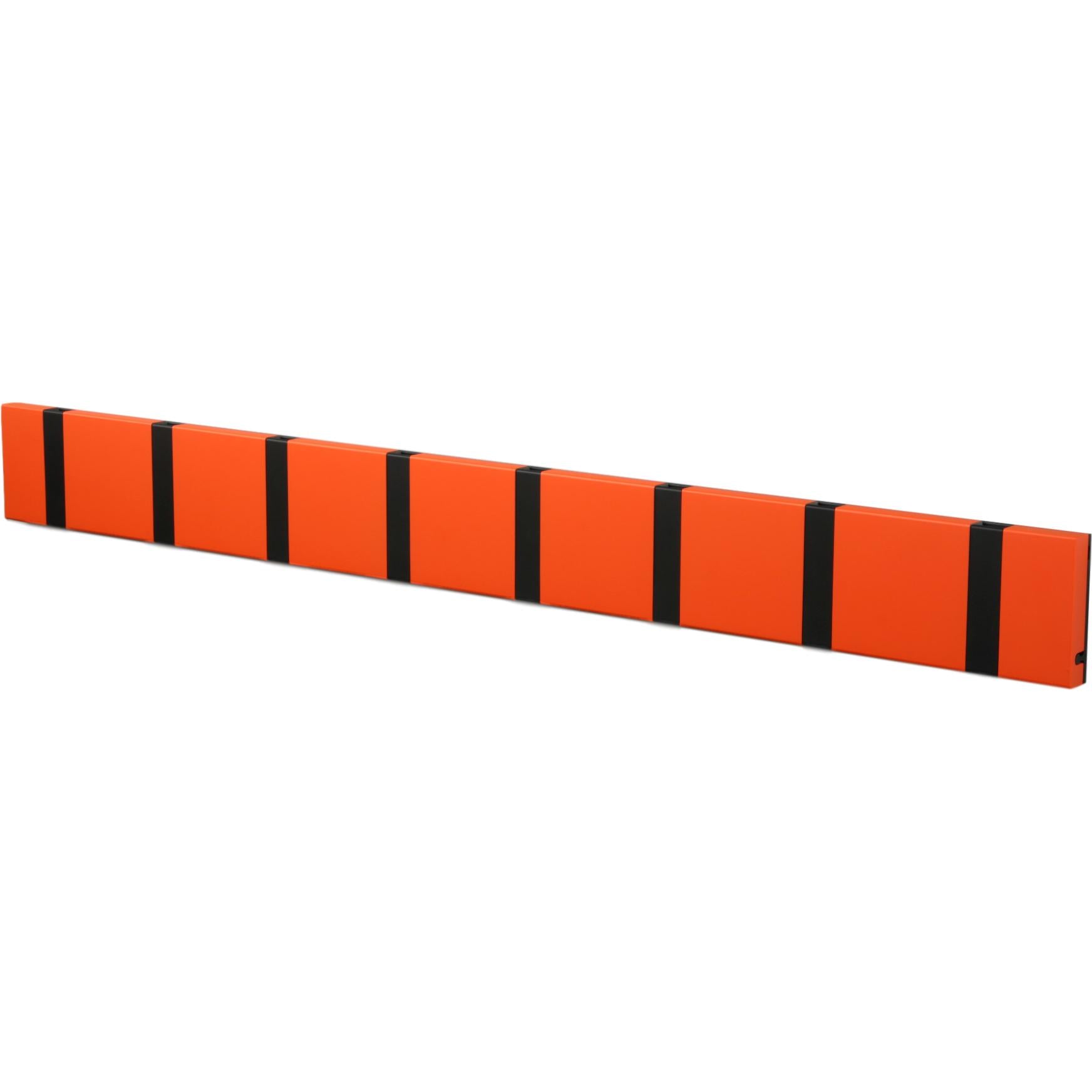 Loca Knax Horizontal Coat Rack 8 ganchos, naranja caliente/negro