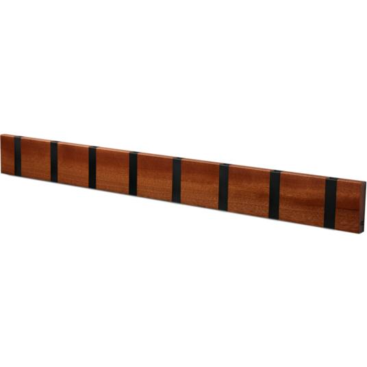 Loca Knax Horizontal Coat Rack 8 Hooks, Mahogany Oiled/Black